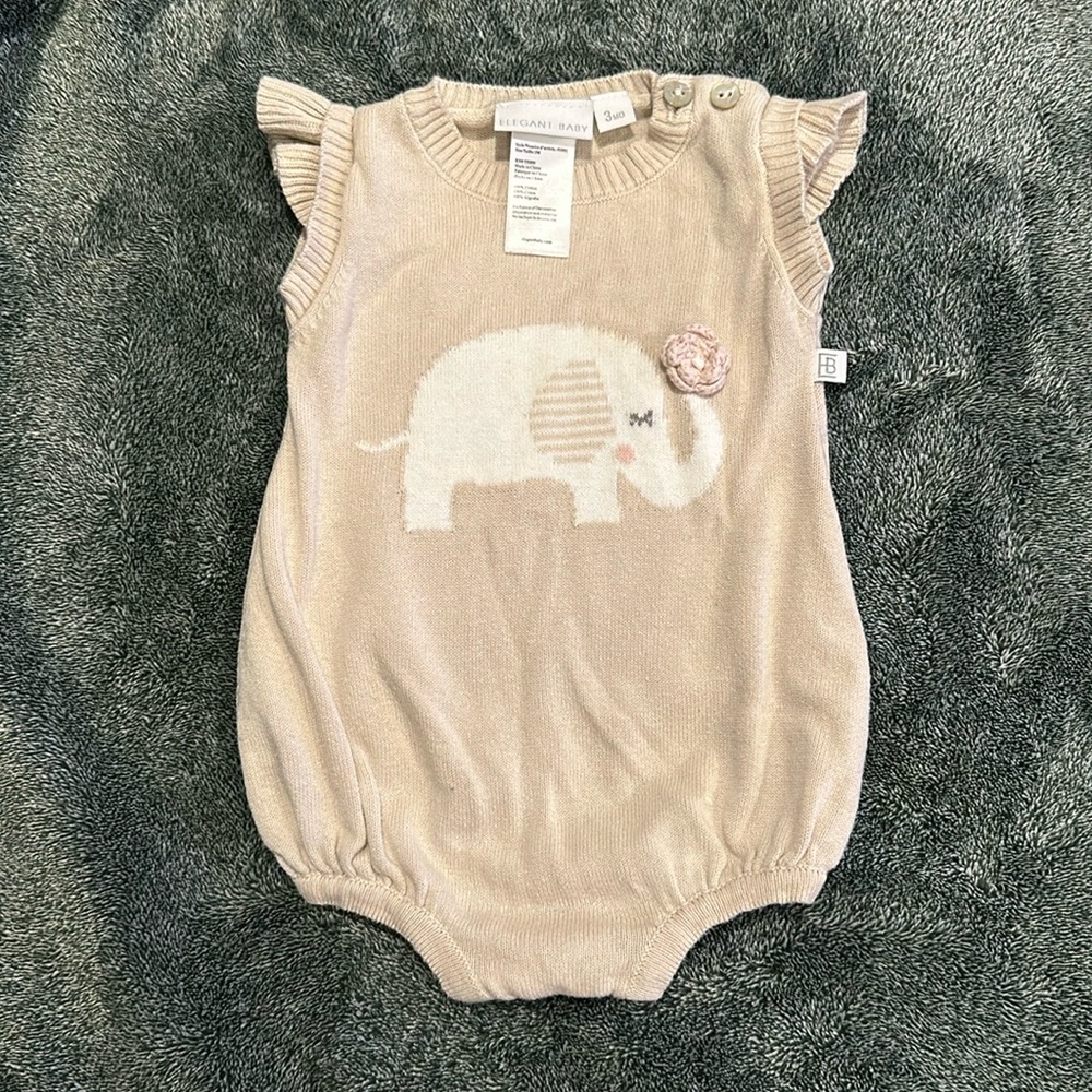 Elegant Baby 3M Baby Girl Knit Bubble Onesie